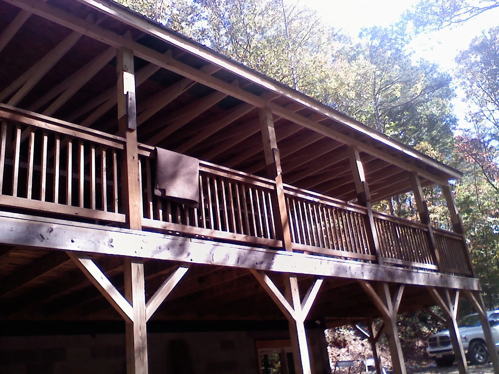 Timber framing under a new elevated porch and deck — Roof Leak Repair in Halifax by Roofing Brothers